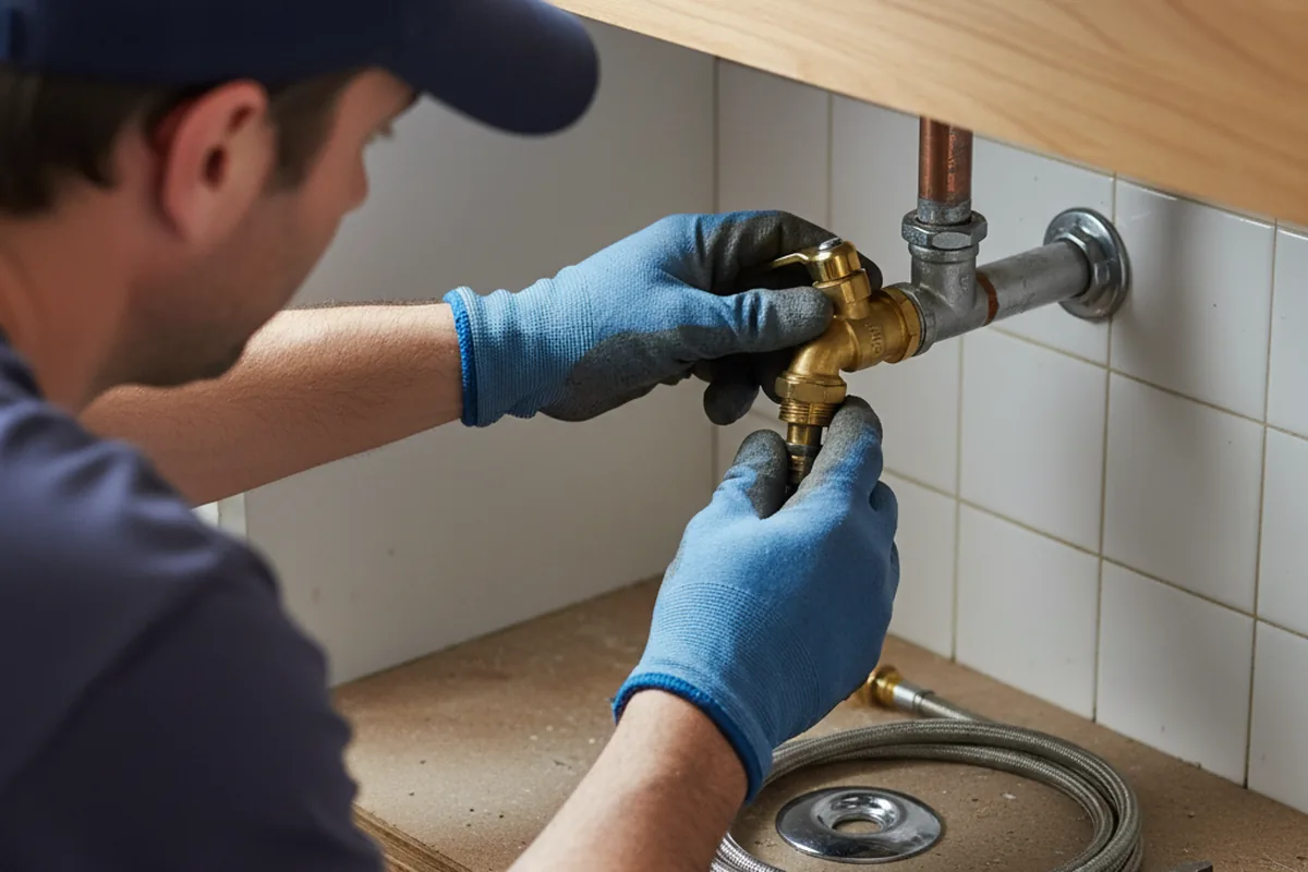 Shutoff valve and fitting work during Burst Pipe Repair in Gallaway